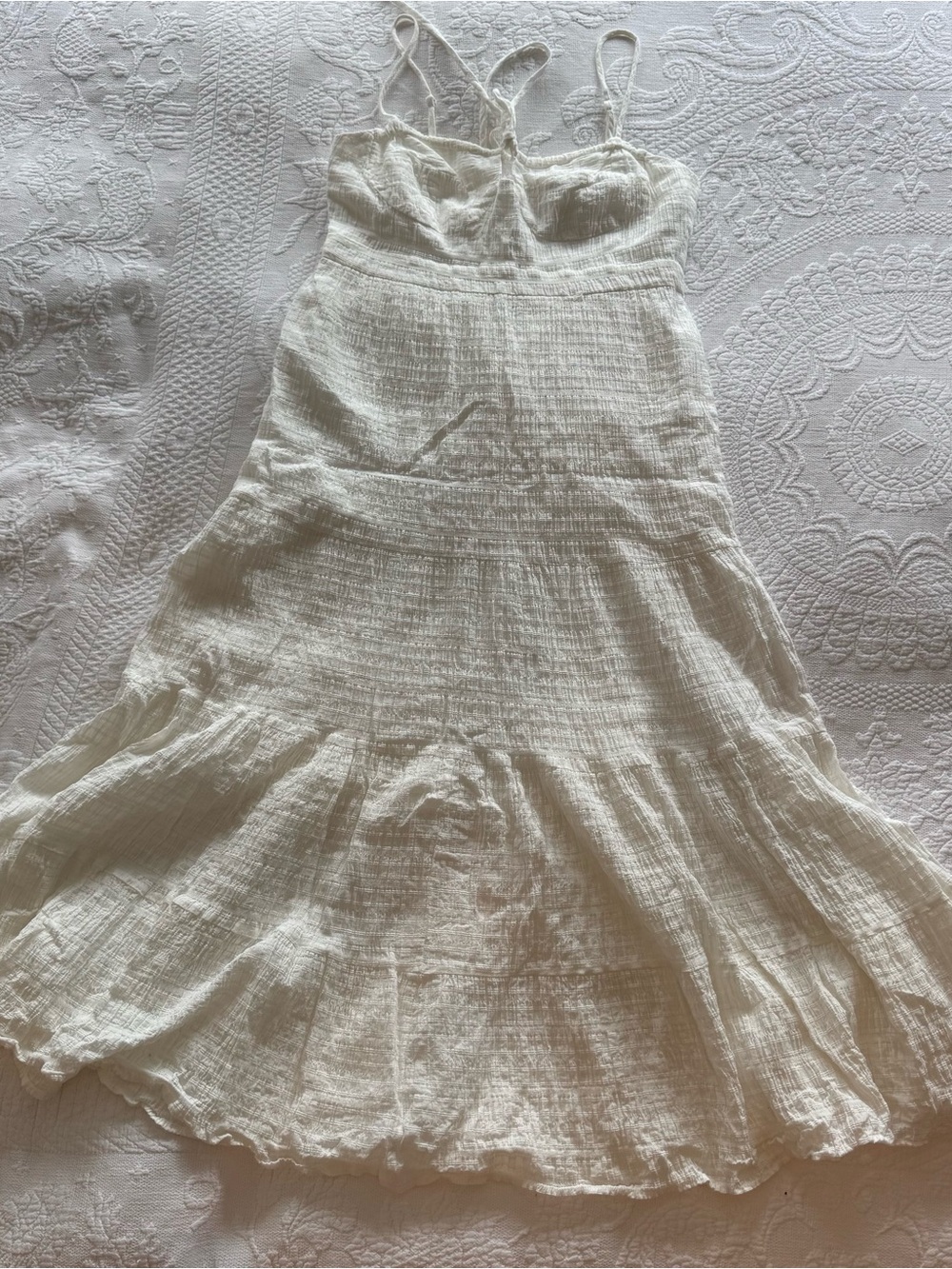 Wayf White Textured Midi Dress